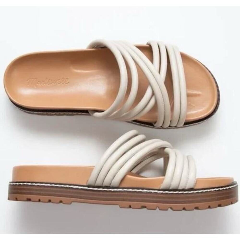 Madewelll Charley Strappy Leather Chunky Slide Sandals Size 7.5